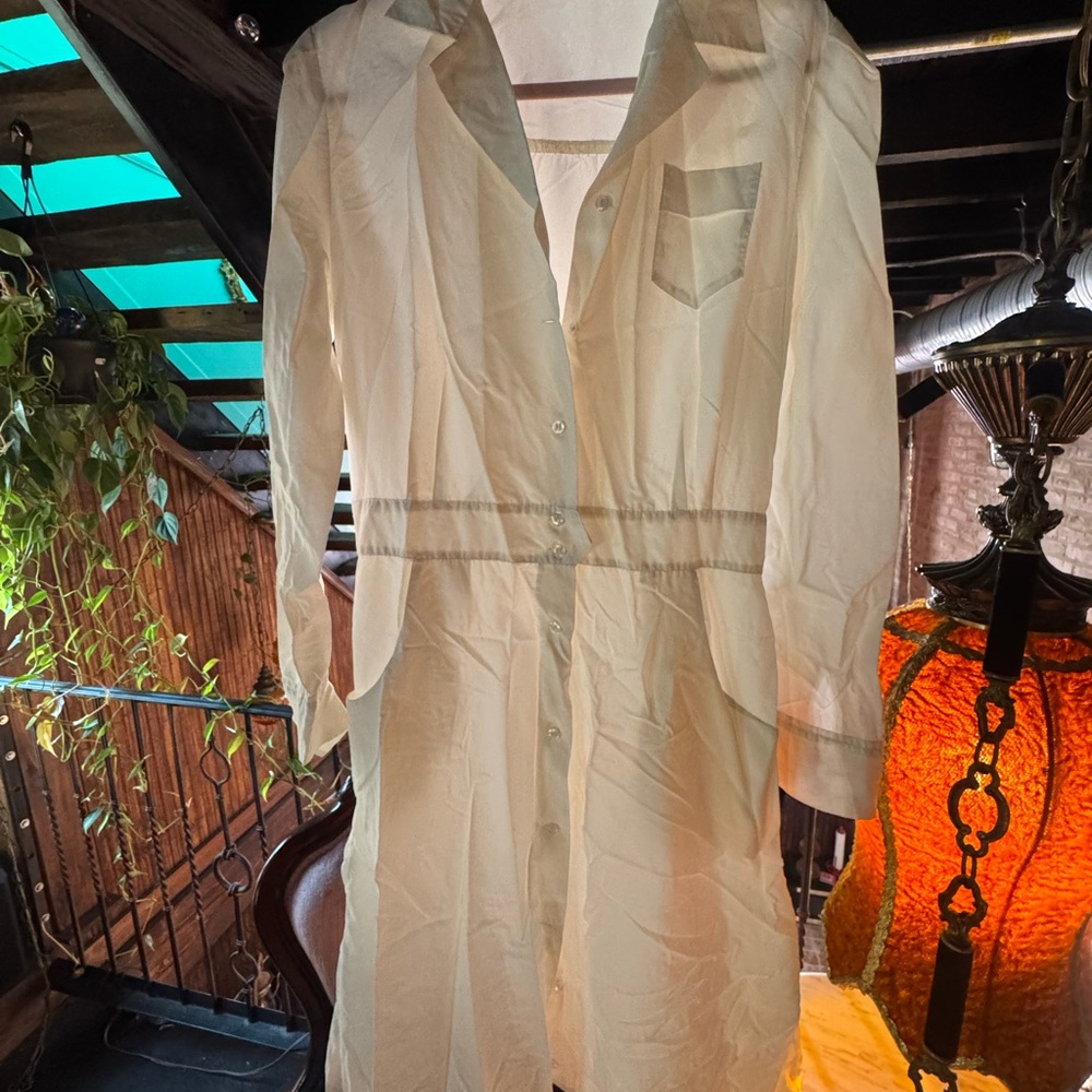 Cream Button-Up Shirt Dress